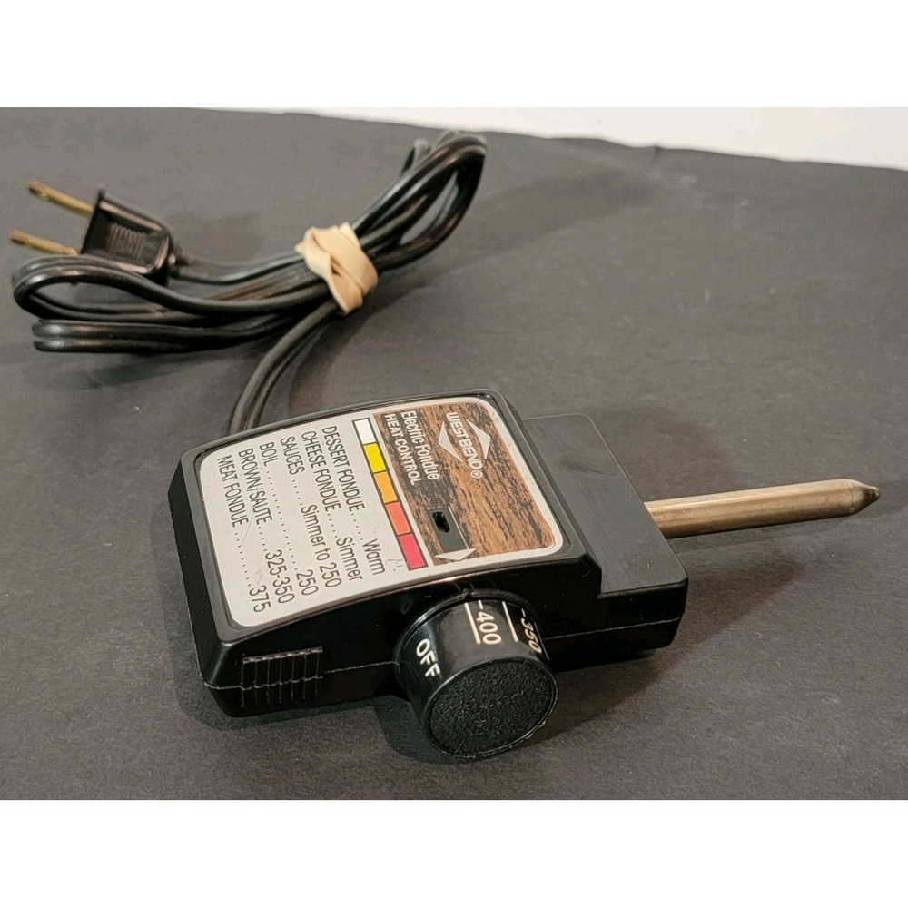 West Bend Electric Power Cord Heat Control 1970's Fondue Pot Model #88502